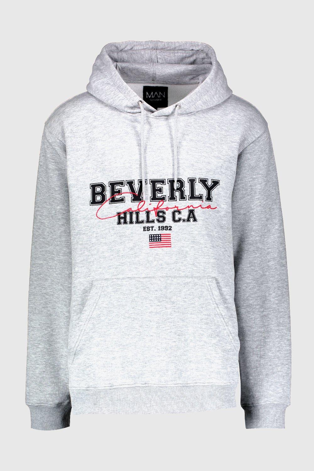 Plus Size Beverly Hills Print Hoodie boohoo IE